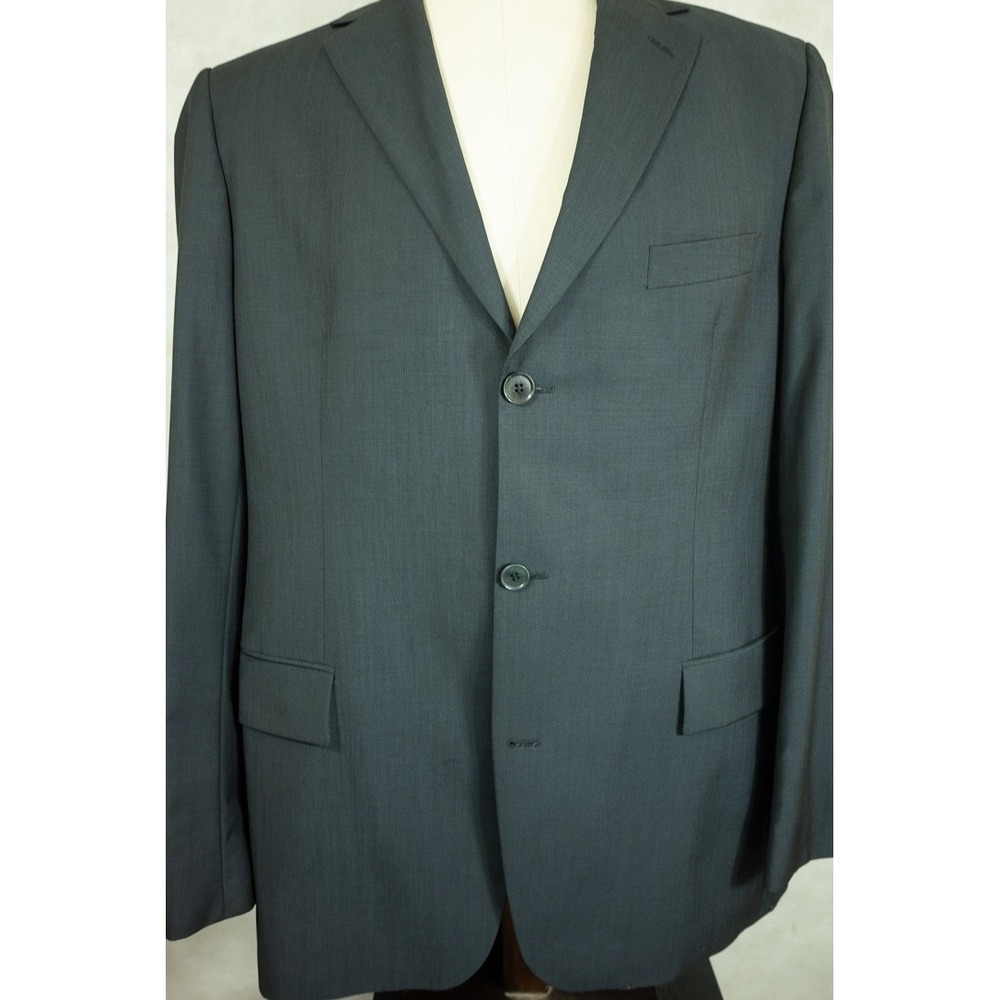 Hugo Boss Rossellini Super 100 Virgin Wool Suit Blue With Gray Hue 46L USA 40x37